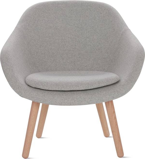 A light grey About a Lounge 82 Armchair with low back viewed from the front